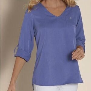 Soft Surroundings 100% Tencel V-Neck Blouse